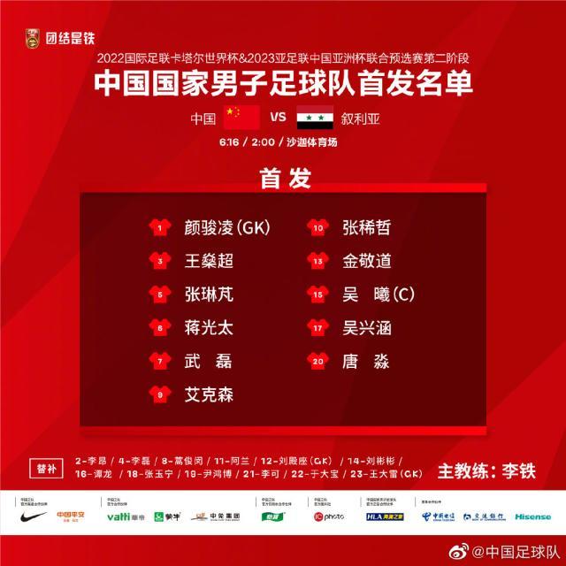 国足VS叙利亚：延续对阵关、菲首发 武磊联手艾克森